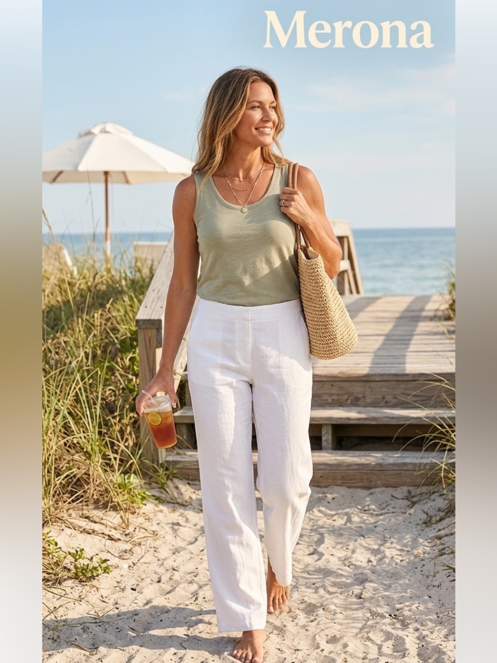 Merona White Linen Pants w/Polyester Lining NWOT 6